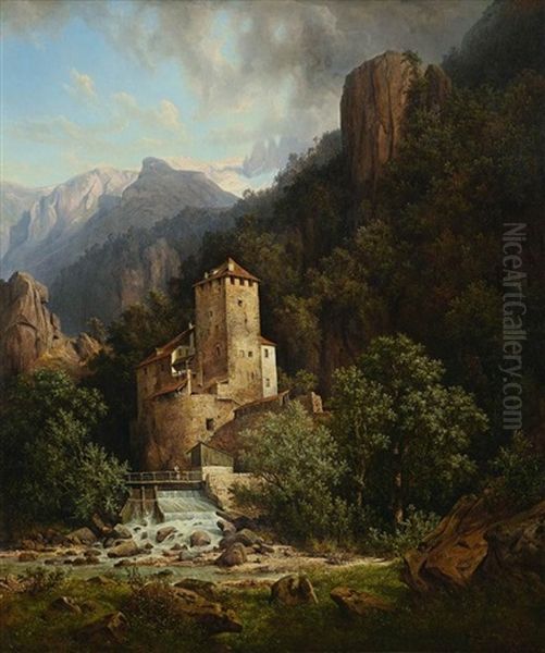 Burg An Einem Gebirgsbach - view 1