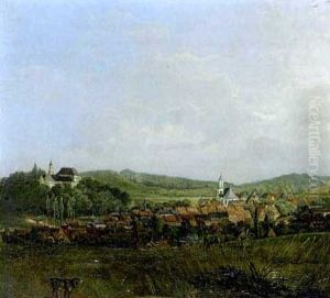 Rittergut Kreischau Bei Weissenfels Mit Blick Auf Osterfeld by Friedrich Otto Georgi