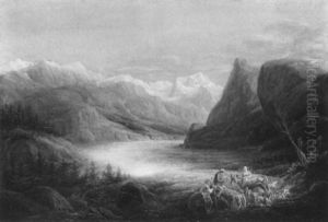 Gebirgssee Mit Zeichendem Kunstler Und Hirtenstaffage by Friedrich Otto Georgi
