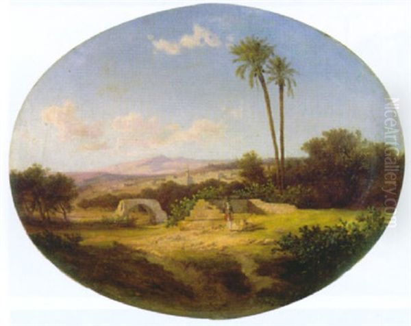 Arabische Landschaft Mit Stadt Im Hintergrund - view 1