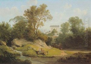 Italienische Landschaft Mit Klosteranlage by Friedrich Otto Georgi