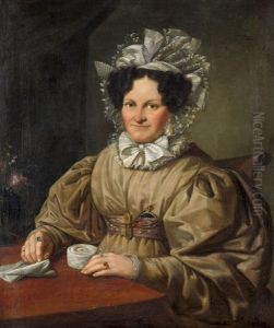 Sitzende Dame Bei Einer Handarbeit
