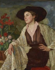 Dame Mit Hut by Walter Georgi
