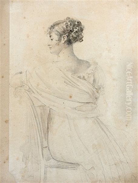 Portrait De Madame Recamier Assise by Francois Pascal Simon Gerard