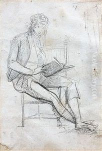 Autoportrait Assis Dessinant by Francois Pascal Simon Gerard
