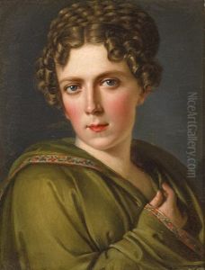 A Portrait Of A Lady; Also A Companion Painting Of A Young Lady (a Pair) by Francois Pascal Simon Gerard