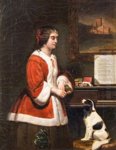 Girl And Dog At Piano Forte, 1875