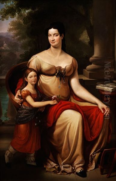 Frau Mit Tochter Auf Veranda - view 1