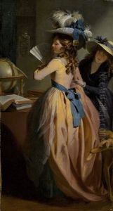 Stehende Dame Mit Federhut