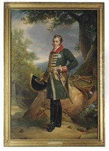 Portrait Of Charles-ferdinand D'artois, Duc De Berry In Hunting Dress, A Hat In His Right Hand