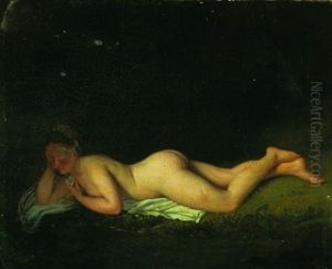 Une Femme Nue Allongee Au Bord De L'eau by Francois Pascal Simon Gerard