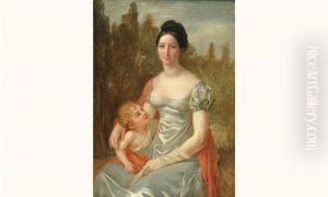 Portrait De Madame Lazare Hoche(?) Et De Sa Fille by Francois Pascal Simon Gerard