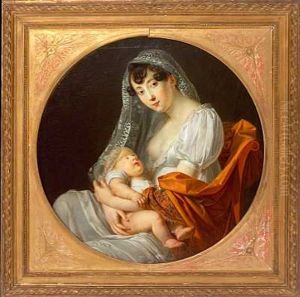 Mor Og Barn. Den Lille Sover I Moderens Favn by Francois Pascal Simon Gerard