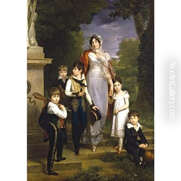 Portrait Of Louise-antoinette-scholastique Geheneuc, Marechale Lannes, Duchesse De Montebello, With Her Children - view 1