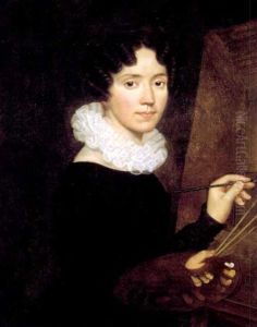 Portrait D'une Femme Peintre Devant Son Chevalet Portrait D'une Femme Peintre Devant Son Chevalet
