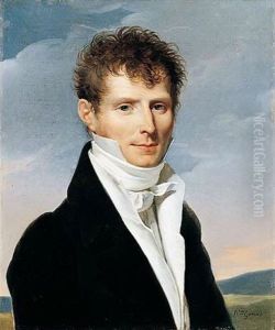 Portrait Of A Gentleman In A Landscape Wearing A Black Frock Coat And A White Cravat by Francois Pascal Simon Gerard