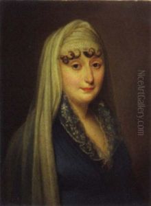 Ritratto Di Dama In Abito Blu E Velo Bianco by Francois Pascal Simon Gerard