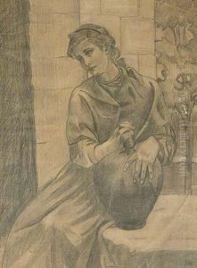 Muchacha Con Cantaro.
Dibujo A Lapiz Sobre Papel by Salvador Azpiazu Inbert