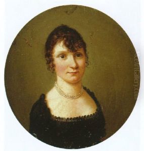 Portrait Of A Lady Wearing A Low-cut Black Dress And Pearl Necklace