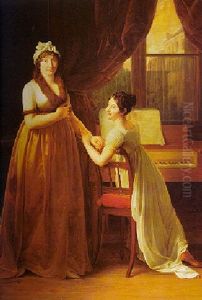 Portrait Of The Comtesse Morel-vinde And Her Daughter, Cecile-louise: The Music Lesson by Francois Pascal Simon Gerard