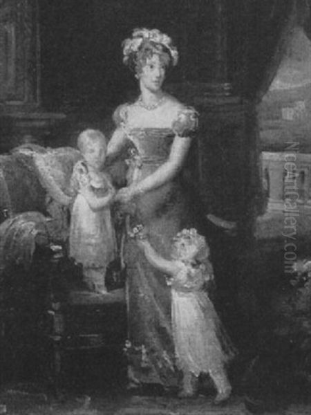 Duchess De Berry With Her Infant The Count De Chambord And Daughter The Future Duchess Of Parma - view 1
