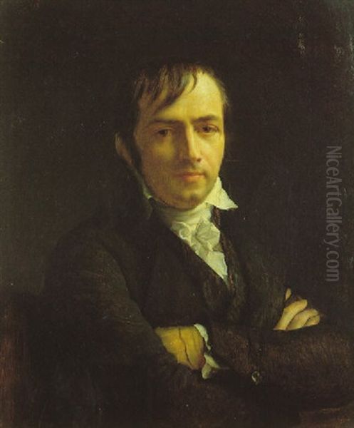 Portrait De Joachim Le Breton (1760-1819), Assis Et De Buste, Les Bras Croises, En Manteau Vert, Cravate Blanche - view 1