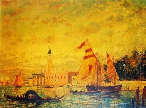 Voiliers Et Gondoles Sur La Lagune A Venise