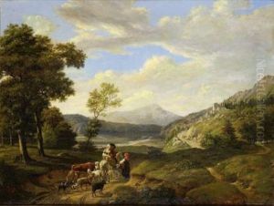 Scene Pastoral Dans Un Paysage by Louis Auguste Gerard