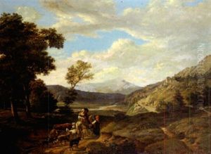 Scene Pastorale Dans Un Paysage (after Jean-louis Demarne) by Louis Auguste Gerard