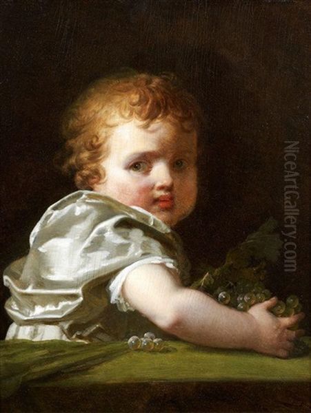 Petit Enfant Tenant Une Grappe De Raisin - view 1