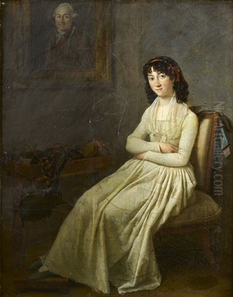 Portrait De Jeune Femme Assise Dans Un Interieur - view 1