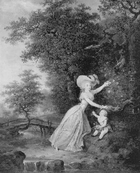 Femme Et Enfant Dans Un Paysage - view 1