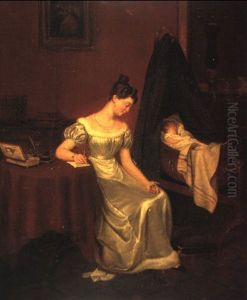 La Jeune Femme Ecrivant . Son Epoux by Marguerite Gerard