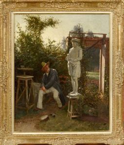Le Sculpteur Admirant Son Oeuvre Achevee by Theodore Gerard