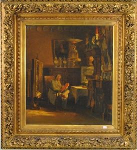 Peintre Dans Son Interieur by Theodore Gerard