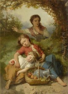 Schlafende Kinder Wahrend Eines Picknicks Schlafende Kinder Wahrend Eines Picknicks