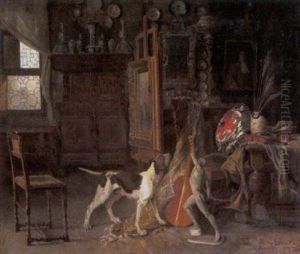 In Het Atelier Van De Kunstenaar by Theodore Gerard