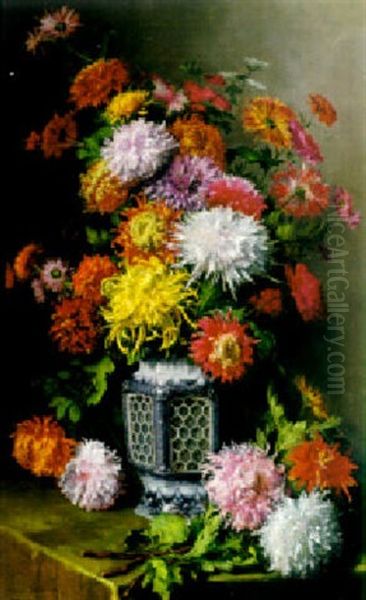 Still Life Of Flowers In A Chinese Blue And White Vase - view 1