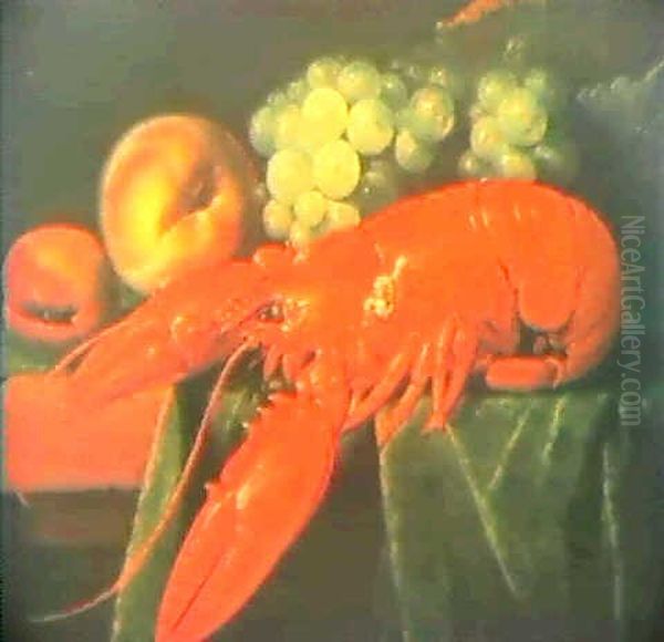 A Still Life Of A Lobster, Peaches And Grapes... - view 1