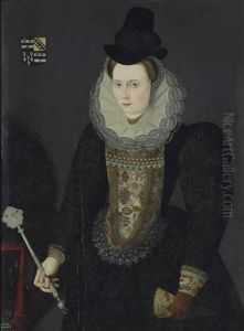 Portrait Of A Lady Traditionally Identified As Lady Anne Bowyer, Nee Salter (1592-1676), Three-quarter-length, In A Richly Embroidered Bodice...