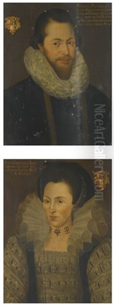 Portrait Of Richard Perceval, Of Twickenham, Somerset, Secretary Of The Court Of Wards In Ireland (+ Portrait Of His Wife, Alice, Daughter Of John Sherman Of Ottery St. Mary, Devon; Pair) - view 1