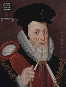 Portrait Of William Cecil (1520-1598), 1st Baron Burghley, Bust-length, As Lord High Treasurer, With A Coat-of-arms by Marcus Gerards the Younger