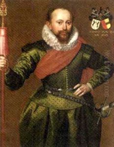Portrait Of A Captain Of The Trainband In Green Doublet And Breeches by Marcus Gerards the Younger