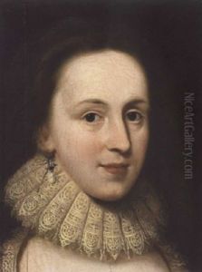 Portrait Of A Lady, (elisabeth Of Bohemia, The Winter Queen?), In An Embroidered Ruff And Pearl Earring