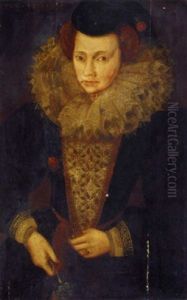 Portrait Of A Lady In A Black Jacket And Lace Collar by Marcus Gerards the Younger