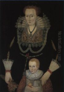 Portrait Of A Lady With Her Son Holding An Apple by Marcus Gerards the Younger