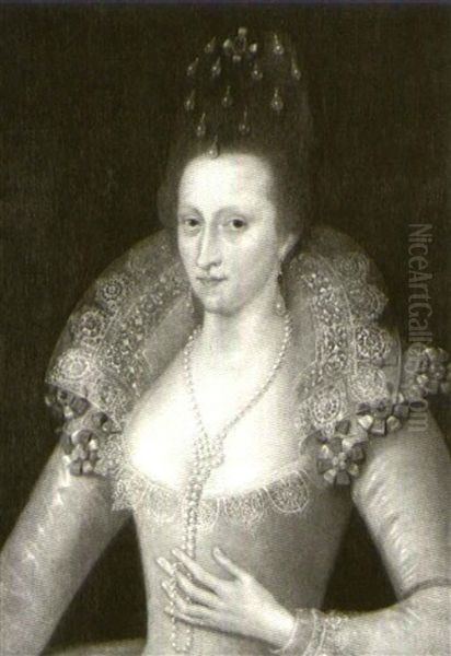 Portrait Of A Lady, Possibly Anne Of Denmark by Marcus Gerards the Younger
