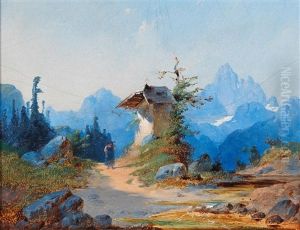 Two Landscapes With Decorative Figures by August Gerasch