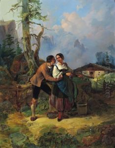 Der Jager Auf Der Alm by August Gerasch