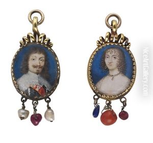 A Nobleman In Black Doublet (+ A Lady In White Decollete Dress; 2 Works) by Balthazar Gerbier d'Ouvilly